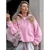 Autumn Winter New Women Casual Outerwear Top French Minimalist Loose Fit Fashion Sports Sweatshirt Solid Color