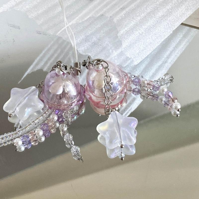 Cute Jellyfish Star Charm Phone Chain for Women Girls Handmade Beaded Keychain