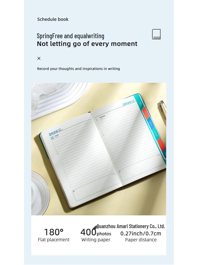 2026 English-Spanish Daily Planner Diary & Calendar Notebook