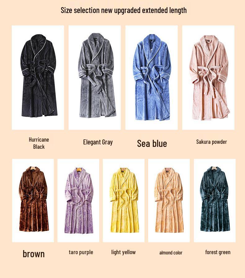 Herr- och dambadrock i plusstorlek, tjock flanellbadrock med enkel kant