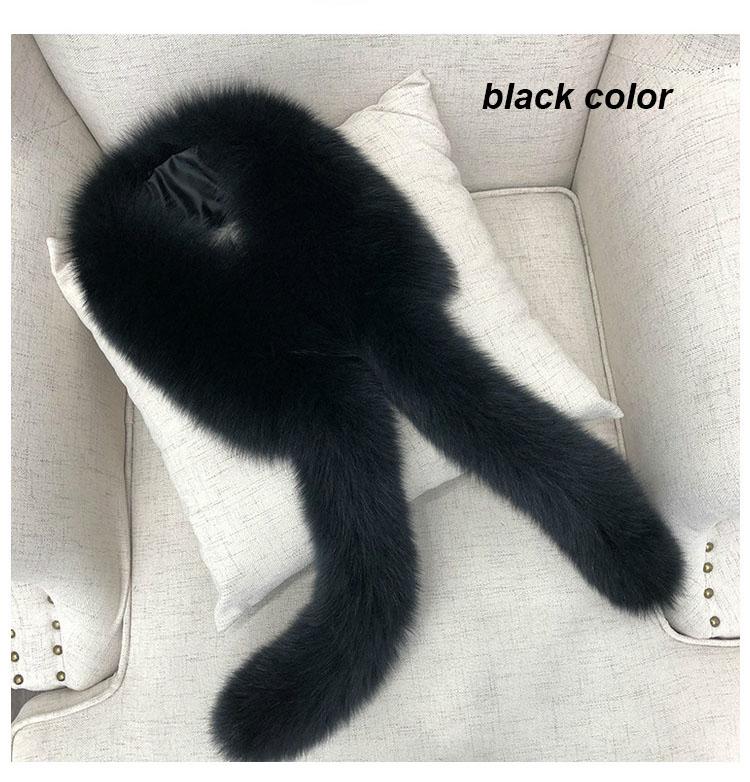 Fashion Women Winter Fox Fur Scarf With tails Fox Fur Collar