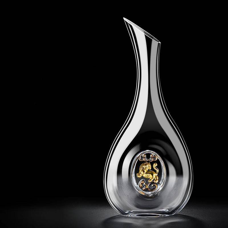 1000ml Clear Chinese Zodiac Decanter Crystal Wineware Glassware Upscale 24K Gold Cattle Horse Wine Dispenser Separator Wholesale