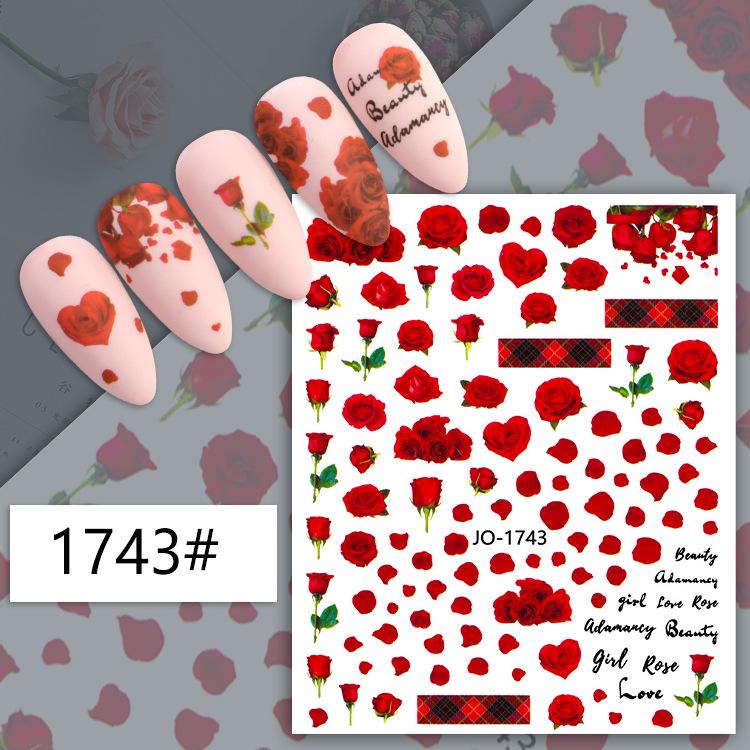3D Colorful Flower Nail Art Stickers - Sunflower & Rose Self-Adhesive Decals