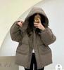 New counter high-end winter clothing hooded waist down jacket women's medium and long casual loose thickened white duck down