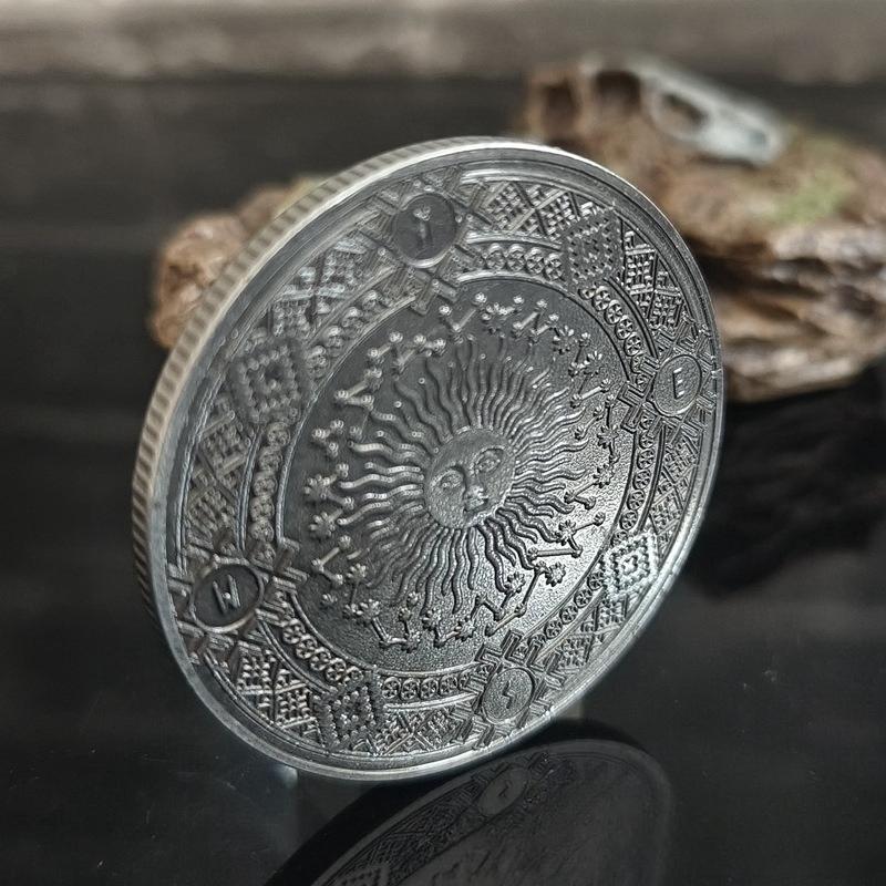 Commemorative Medals, Color Printed Commemorative Coins, Twelve Zodiac Metal Commemorative Coins, Foreign Virtual Coins, Christmas Gift