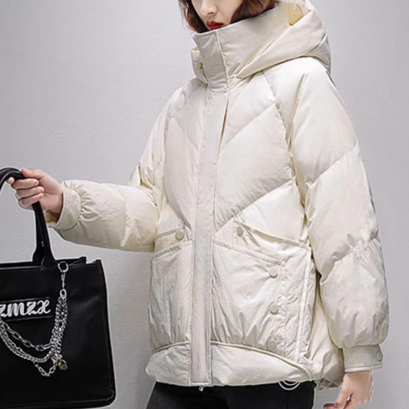 

Женская короткая зимняя куртка пуховик большого размера свободного кроя с утолщением для тепла, повседневная модная куртка XS