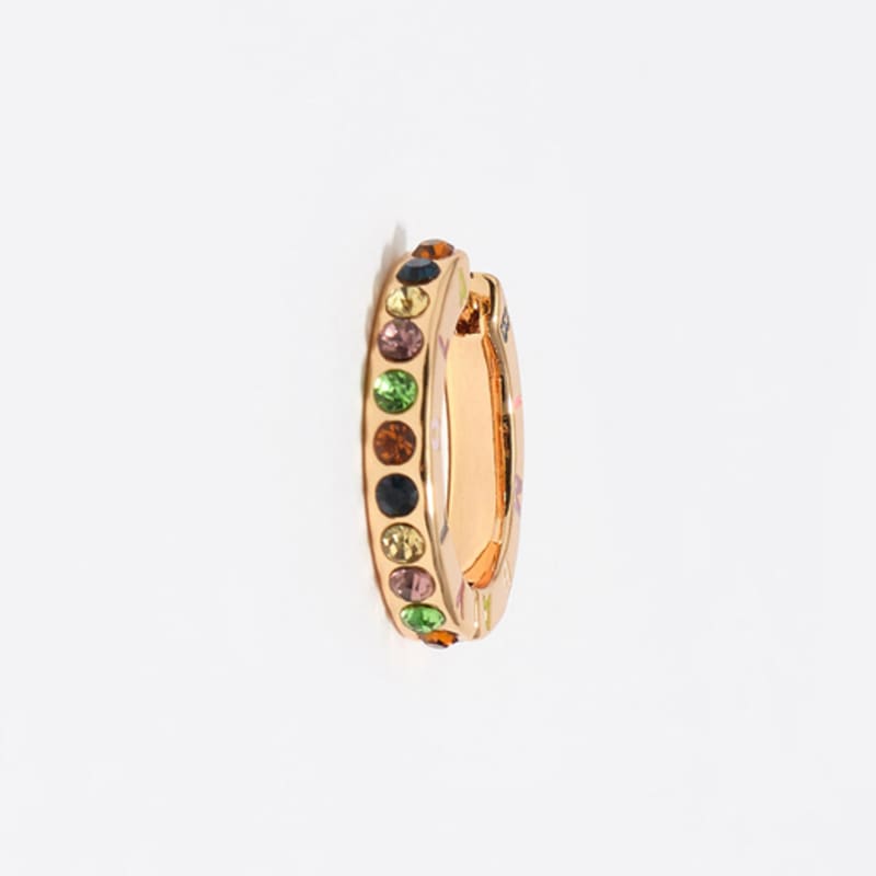 BIMBA Y LOLA [25FW] BIMBA Y LOLA Multicolor Crystal Logo Hoop Gold Earrings B256AIW001GOF