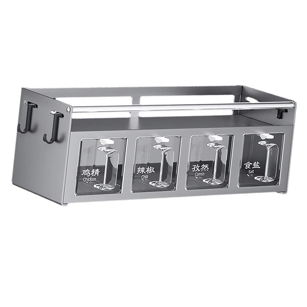 4 Compartment Seasoning Rack Multi Functional Wall Mounted Condiment Storage Rack for Home