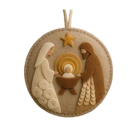 Nativity Felt Christmas Ornament Religious Christmas Tree Hanging Decoration Handmade Christian Nativity Scene
