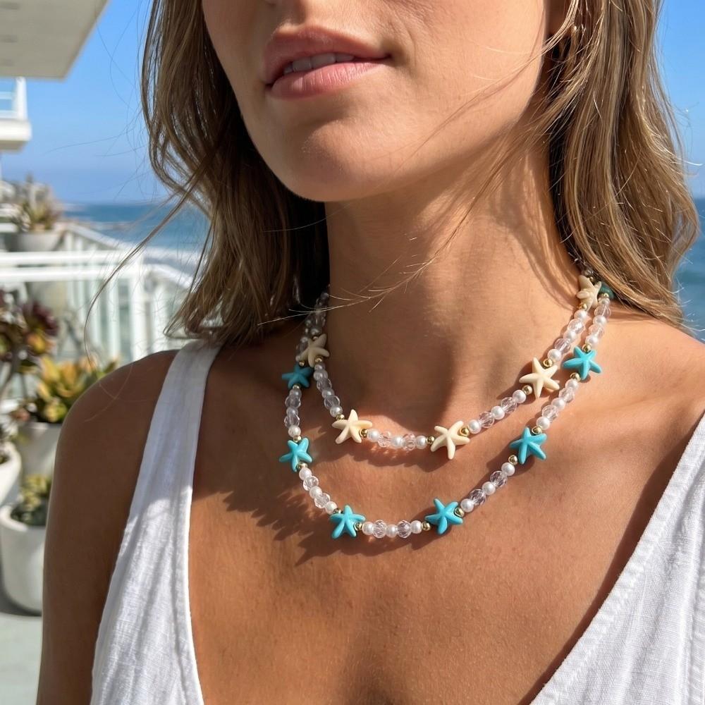 Ornaments Bohemian Style Necklace Adjustable Beach Beaded Necklace Fashion Starfish Necklace  Beach