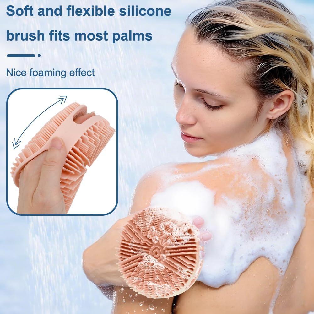 Gentle exfoliating silicone body scrub bath brush Exfoliates and deeply cleanses the skin. The ergonomic handle of the bath brus