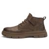 Men's Genuine Leather British Style Short Boots  Mid Top Men's Shoes   Autumn and Winter Men's High Top Leather Shoes