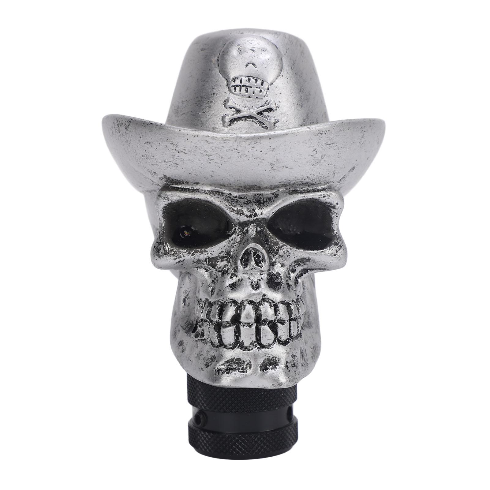 

Ручка переключения передач в виде черепа с 3 адаптерами Крутой внешний вид Улучшение опыта вождения Рычаг переключения передач серебряный