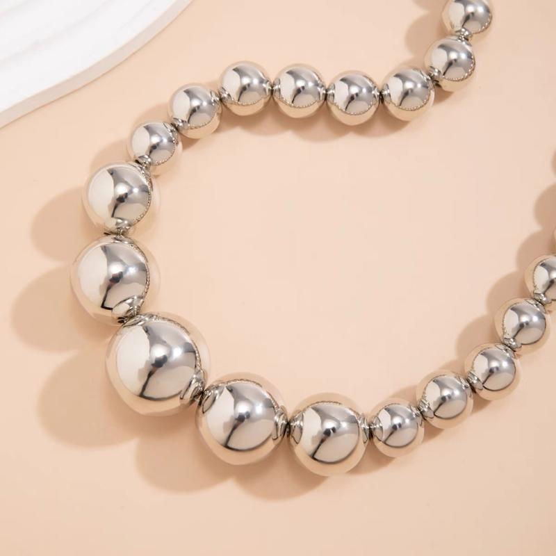 Módní řetízek s velkými korálky Nastavitelný choker Řetízek na klíční kost Doplněk Náhrdelník s korálky inspirovaný vintage