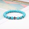 Dropshipping Hot Men Natural Lava Stone Bead Bracelets Hematite Cross Rosary Meditation Prayer Jesus Bracelet Women Yoga Jewelry