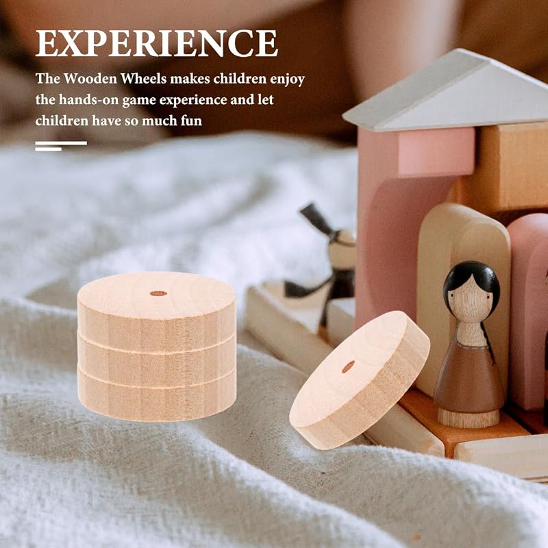 VILLCASE Wooden Wheels/Tires, 45mm, 10-Piece Set, 10mm Thickness, Woodworking Parts, Toy Car Models, Craft Supplies, Miniatures, Handmade Materials