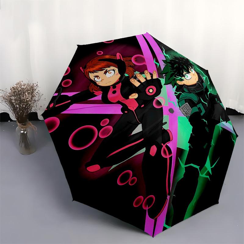 1pc My Hero Academia Dabi & Midoriya Izuku Outdoor Umbrella - Automatic Opening/Closing, Portable 3-Fold Design with 8-Rib Iron Frame - Perfect Gift f