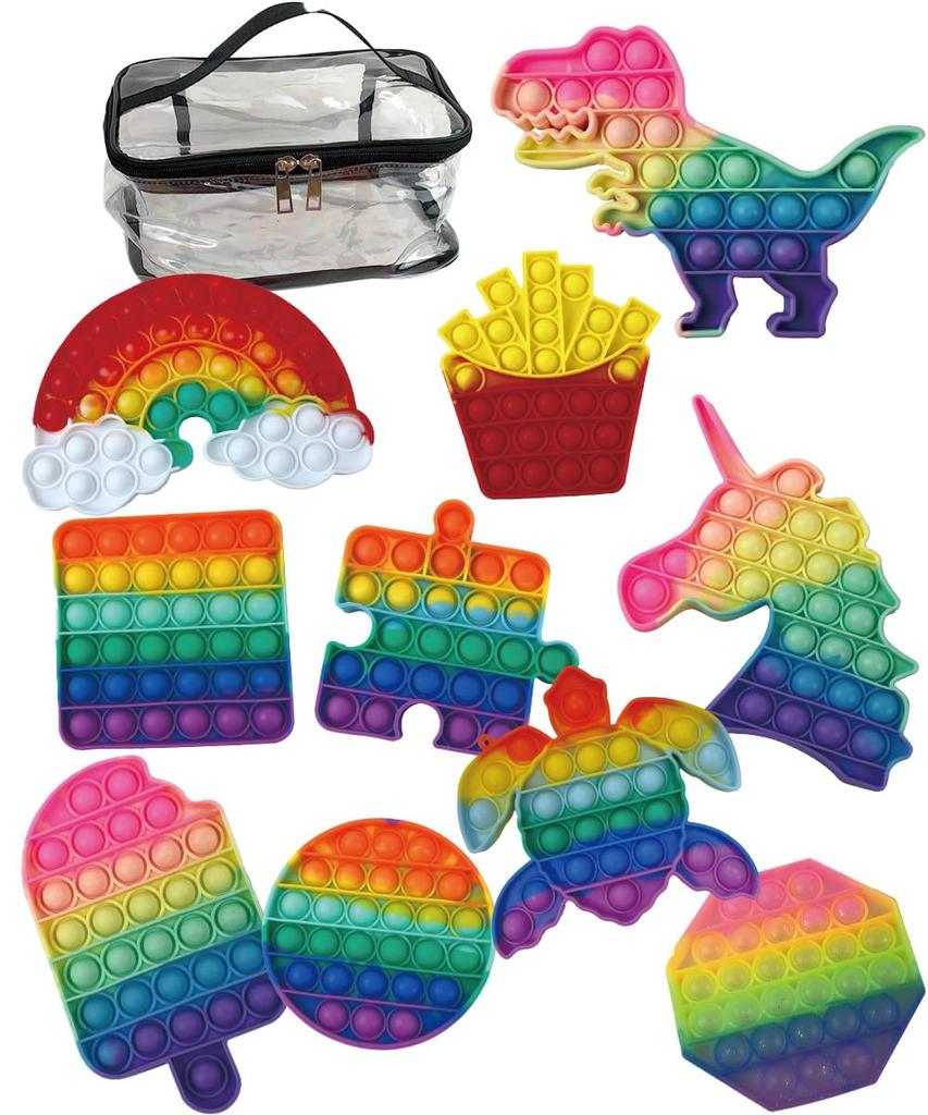 Push Pop Variety Squishy Push Pop Bubble Fluffy Honey Jumbo Squishy Big Squishy 10-Piece Set (Boys' Set)