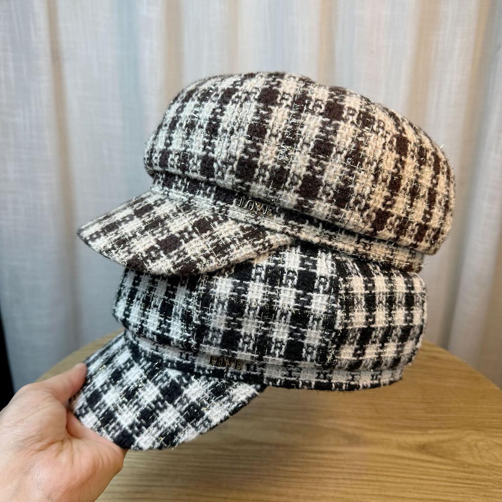 Fashionable Hat for Women Versatile Winter Octagonal Hat for Women with Round Face Spring and Autumn Warm Trend Korean Style British Style