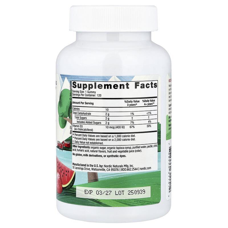 Kids Vitamin D3 Gummies, Ages 3+, Wild Watermelon Splash, 10 Mcg (400 IU), 120 Gummies