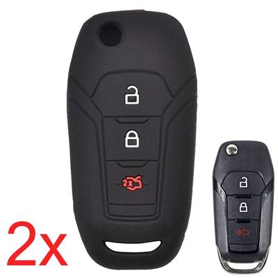 2 Pezzi Custodia in Silicone per Chiave Auto Per Ford F-150 F-250 F-350 KA Mondeo Ranger Fiesta Explorer 2015-2018 Copertura Telecomando Fob 3 Pulsanti