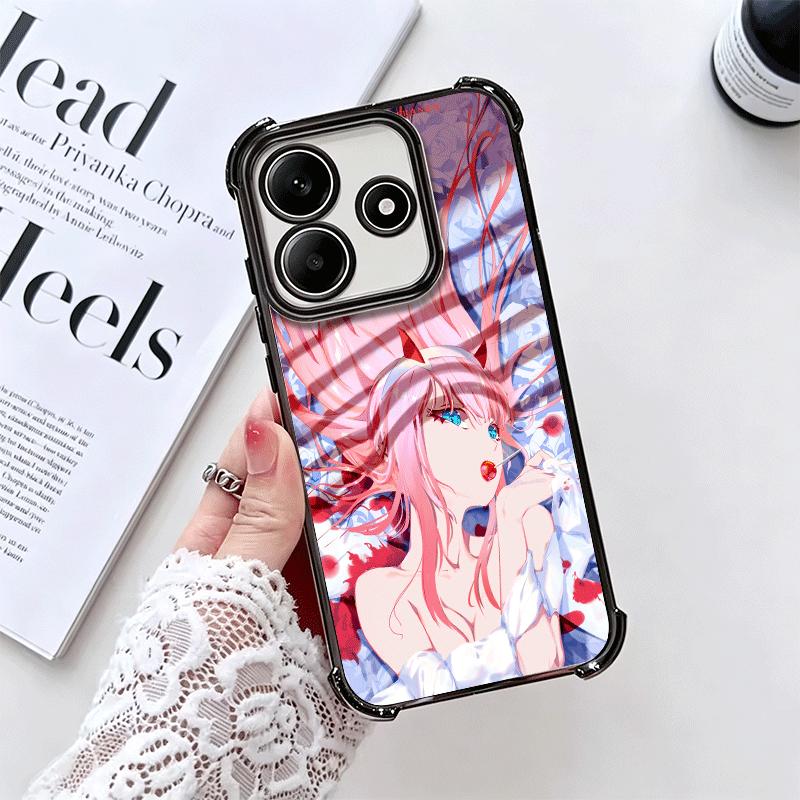Darling Zero Two 02 Anime Plating Phone Case For Xiaomi Redmi Note 14 15 Pro Plus 13 12 11 11S 11T 10 9S 9 5G Anti-Fall Airabag