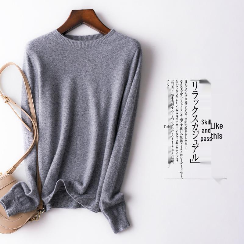 Women's 100% Pure Cashmere Round Neck Sweater, Knitted Seamless Long Sleeve - Autumn/Winter Collection.