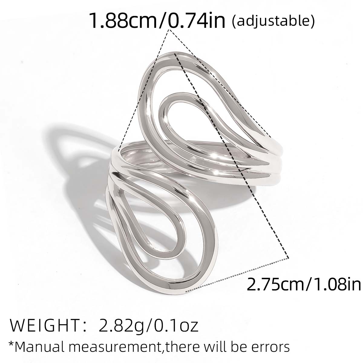 

Stainless steel multilayer rings for women metal finger cut-out rings waterproof Zircon girlfriend gift Zircon Zircon resizable