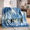 1 szt. Koc z motywem pingwinów na lodowcu, Lekki flanelowy koc narzutowy na sofę, łóżko, do podróży, na kemping, do salonu, biura, kanapy, krzesła i łóżka
