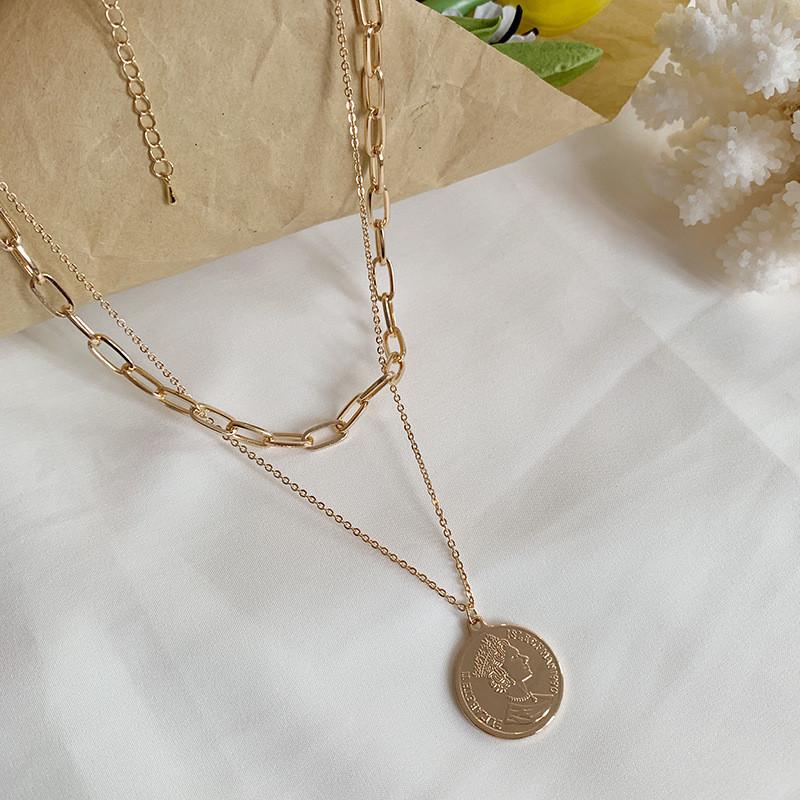 Multi Layer Choker Necklace Collar Statement Coin Pendant Necklace Women Jewelry