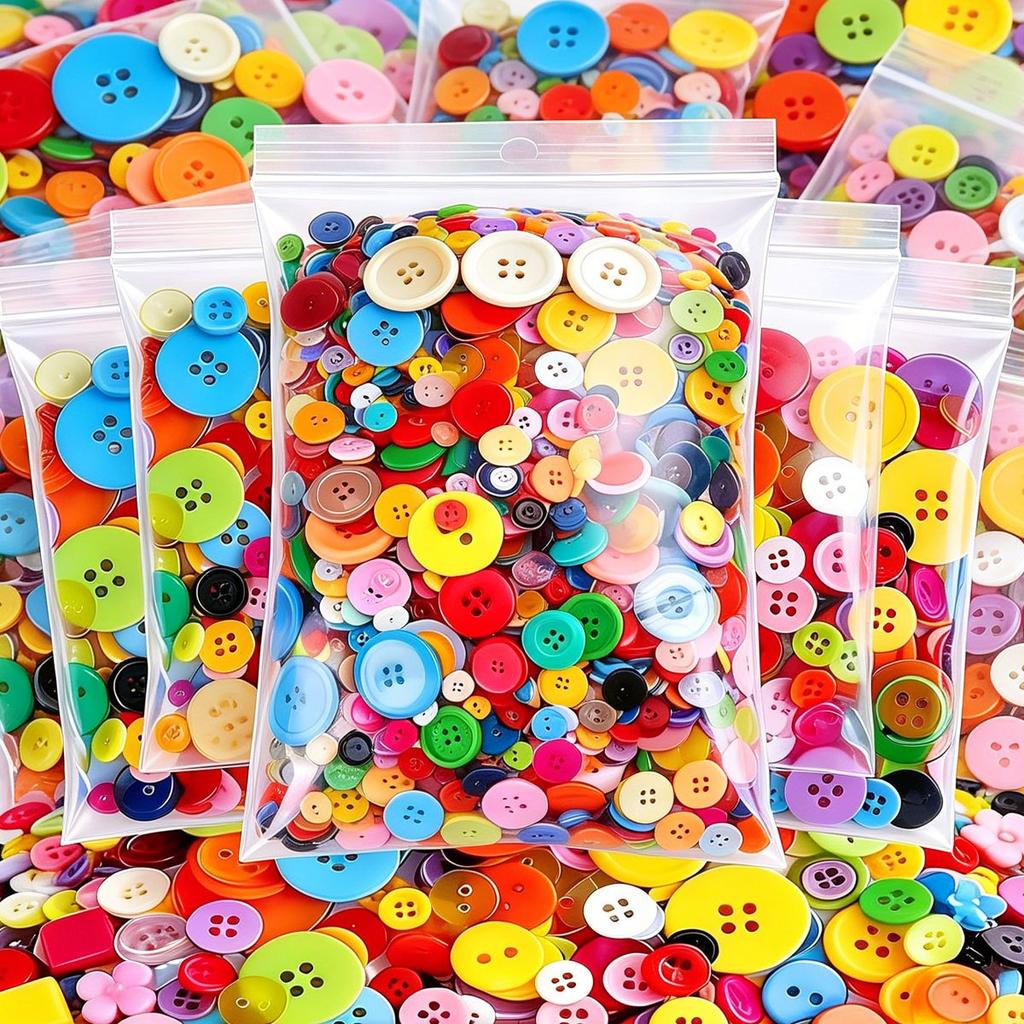 202 Stück gemischte Größe Harzknöpfe, 0,7-2,5 cm Mehrfarbig Rund – Großpackung für DIY Nähen, Stricken, Scrapbooking & Kleidung ZSY