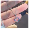 Women Colorful Full Zircon Heart Shaped Titanium Steel Clavicle Necklace