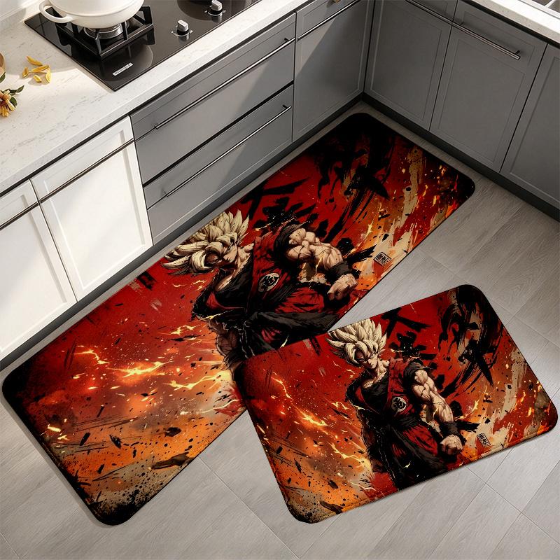 Dragon Ball Super Saiyan Flannel Kitchen Mat Christmas Soft Area Rug Non Slip Floor Carpet Home Decoration