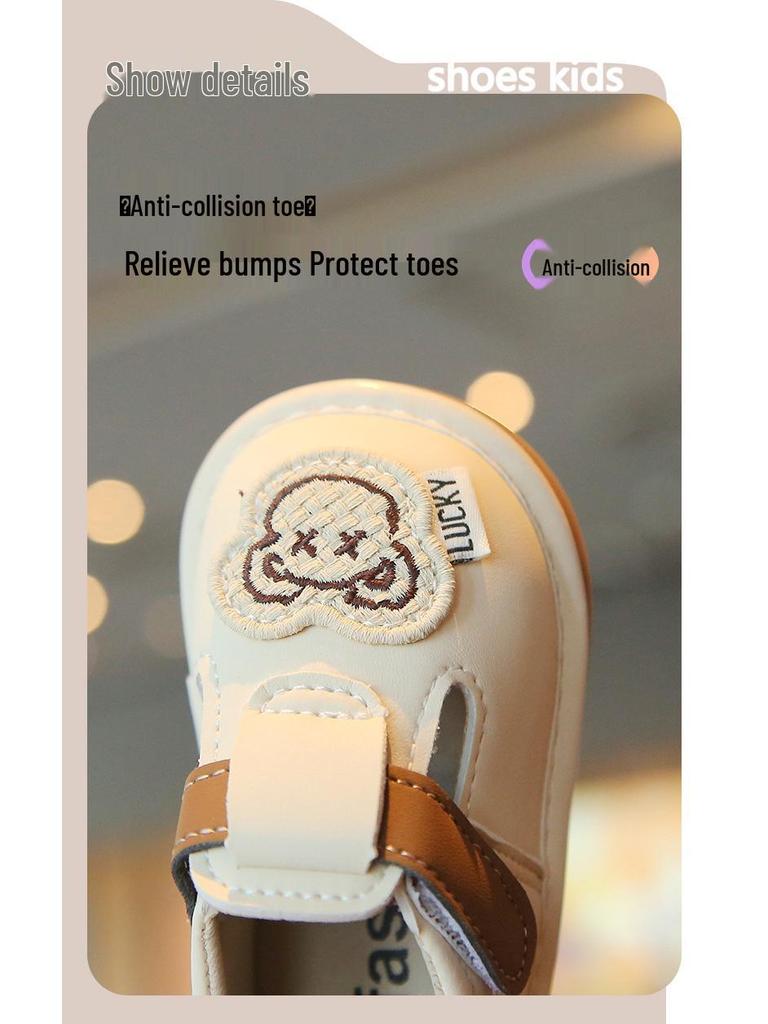 Cartoon Squeaky Soft Sole Baby Shoes with Magic Tape for First Walkers, Non-Slip, for Boys and Girls, Spring & Autumn.