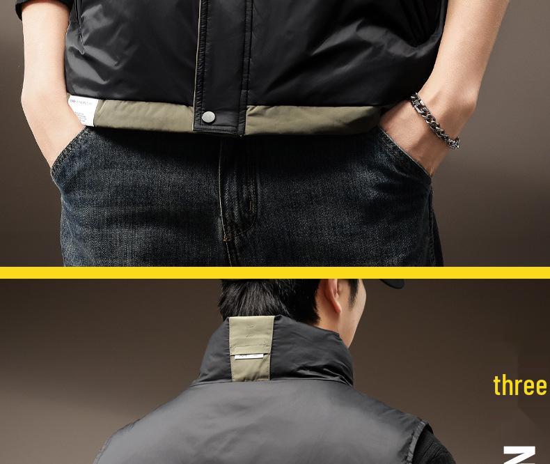 Men's Winter White Duck Down Vest - High-End, Lightweight, Stand-Up Collar, Warm and Thickened Sleeveless Outerwear