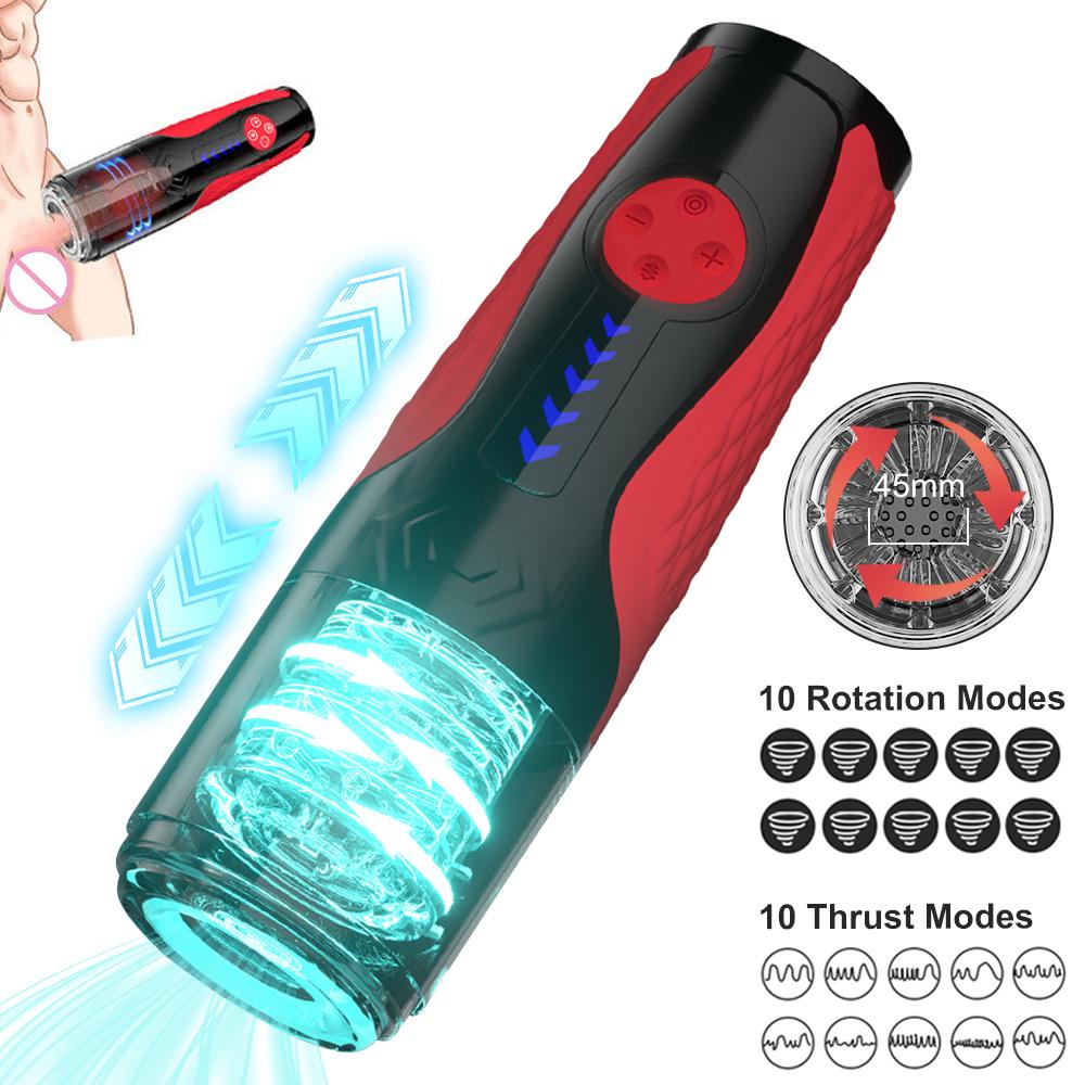 Automatic Telescopic Male Masturbator 7 Thrusting Rotating Modes Pocket Pussy Blowjob Sex Machine Penis Pump Piston Mastubator