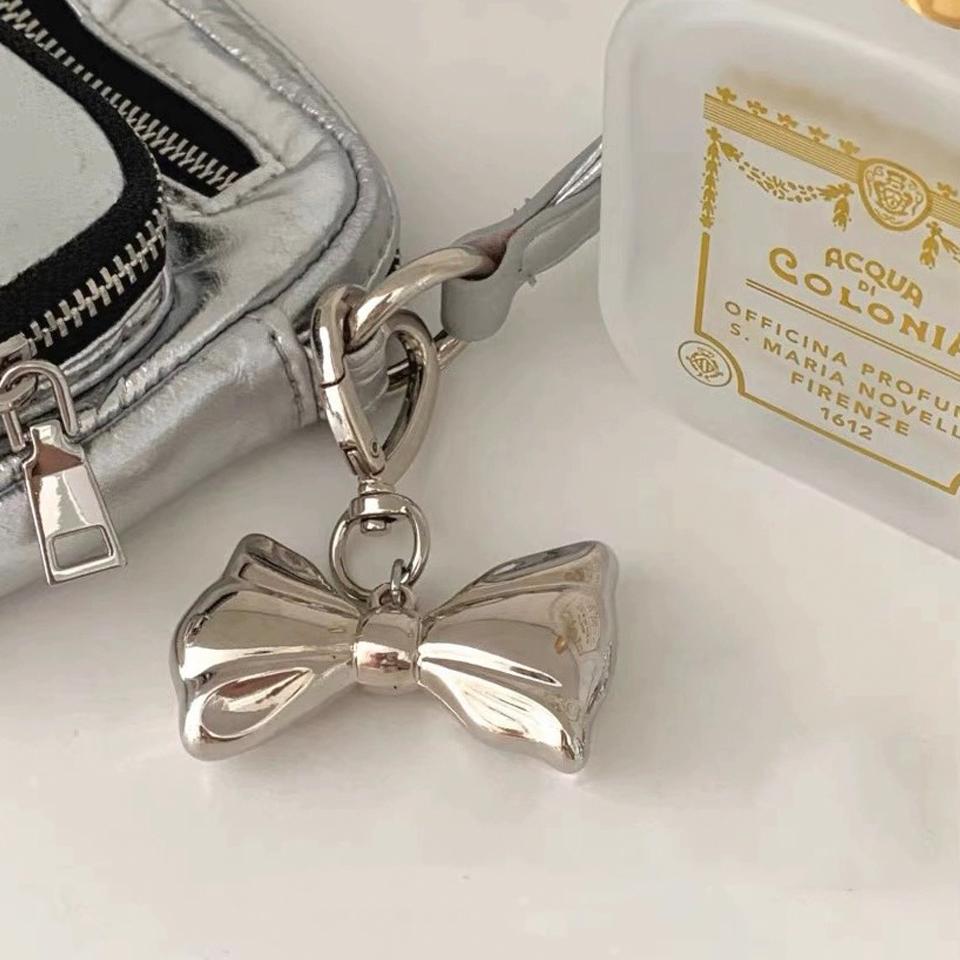 Y2K Korean Imitation Pearl Beaded Bowknot Keychain for Women Girls Bow Pendant Bag Decoration Accessories