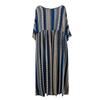 Real Shot Summer New Literary Large Size Loose Splicing Striped Short-sleeved Dress Women's Long Dress