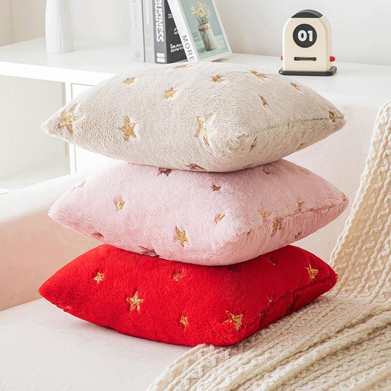 New Plush Sequins Star Pillow Valentine's Day Ins Embroidered Bunny Feather Sofa Pillow Living Room Sofa Pillow Cover