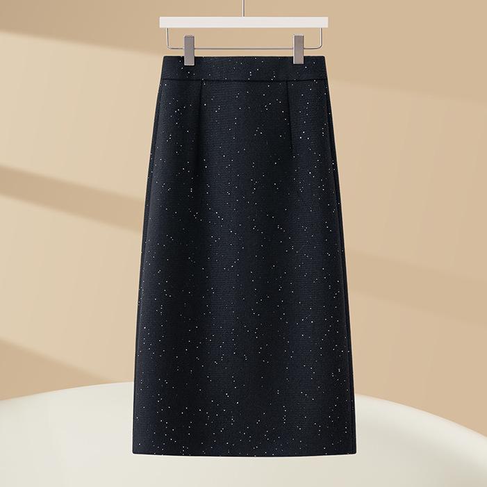 

Sequined Mid-Length A-Line Skirt - 2025 Autumn/Winter Slit Hip-Hugging Style for Women 3XL /31 [Recommended weight 140-150 pounds] чорний