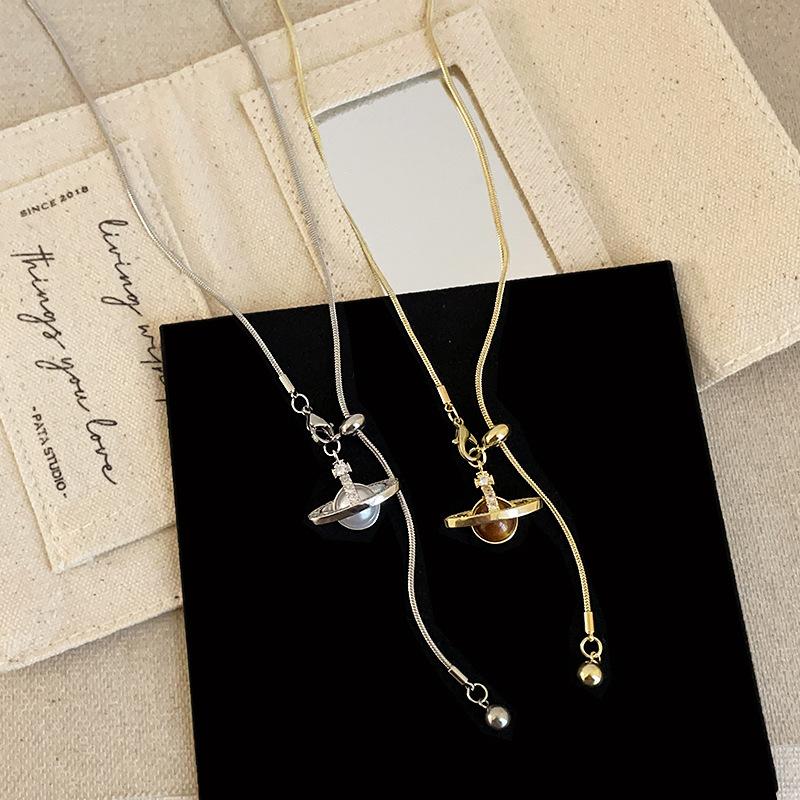 Κολιέ Τρισδιάστατο Πλανήτη Γυναικείο Ελαφρύ Πολυτελές Υψηλής Αίσθησης Μόδα ιδιοσυγκρασία Κομψή μετακίνηση Ευέλικτη αλυσίδα για πουλόβερ στον λαιμό