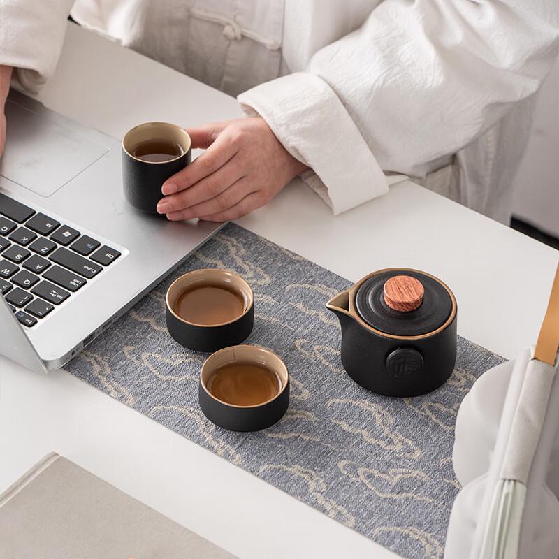 Yi Pan Portable Black Pottery Travel Tea Set