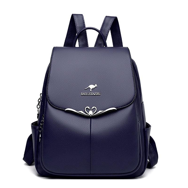Premium sense large-capacity casual backpack women's new versatile soft leather student schoolbag outdoor travel backpack