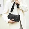 Leather Women's Bags Autumn and Winter New Trendy Fashion Versatile Diamond First Layer Cowhide Shoulder Messenger Bag