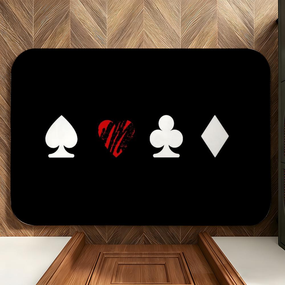 Game P-Poker Suit A-Ace Floor Mat Soft Flannel Entrance Door Mat Non Slip Absorbent Bathroom Bedroom Floor Rug