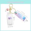 Charming Acrylic Floating Milk Pig Keychain With Silver Bell Perfect Gift Idea