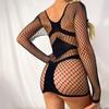 Sexy underwear mesh, sexy fishing net pajamas, long-sleeved hip skirt, backless tights