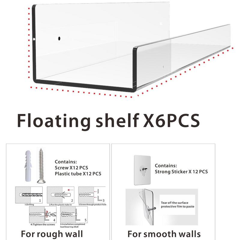 Wall Mounted Shelves Clear Acrylic Wall-Mounted Storage Shelves For Wall Wall Storage Shelves Decorative Collectibles Display