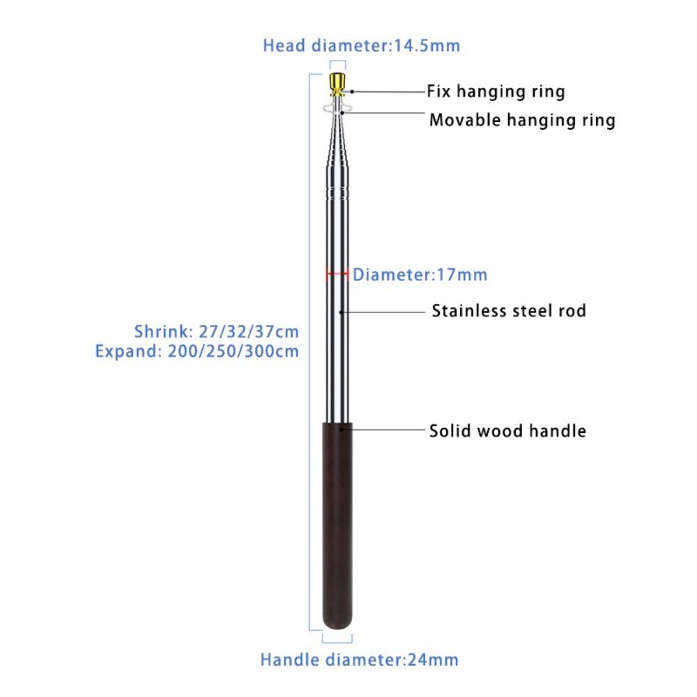 Stainless Steel Rod Tour Guide Flag Pole Solid Wood Handle Teaching Stick Flagpole  Outdoor