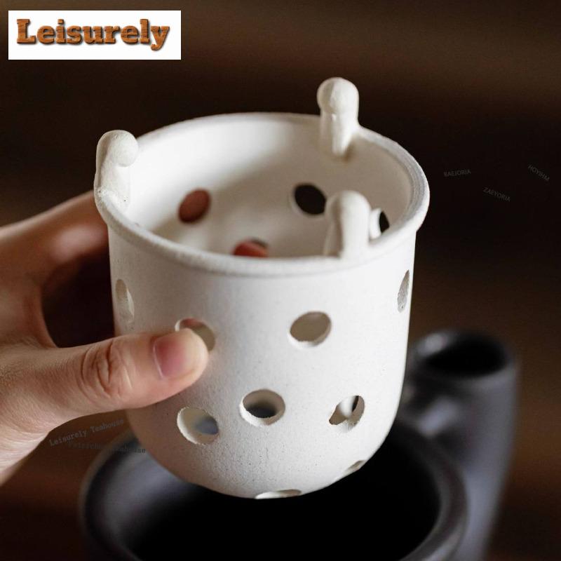 Coarse Pottery Charcoal Firewood Dual-use Stove Tea Warmer Holder Candle Heater Stove Boiling Water Carbon Furnace Teaset Gifts
